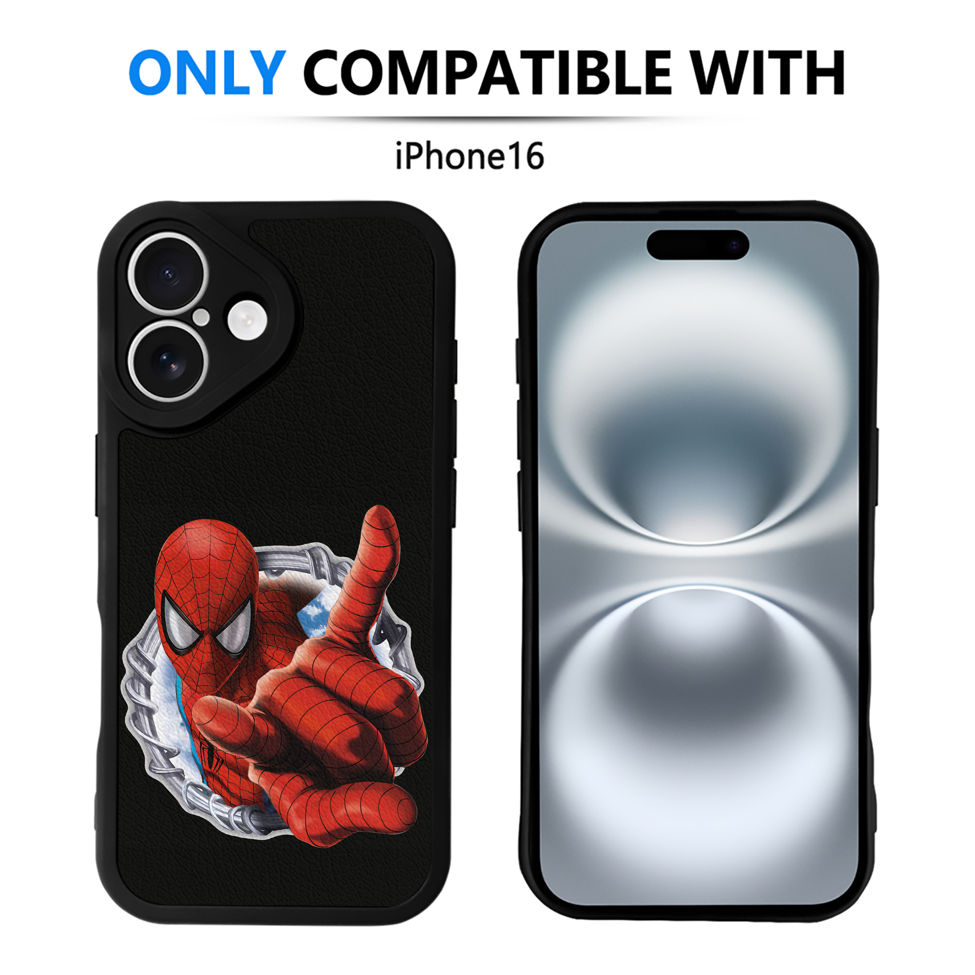 （画像用） Spider Man スパイダーマン 【iPhone 16シリーズ対応】シリコンスマホケース（レザー調） 材質：シリコン